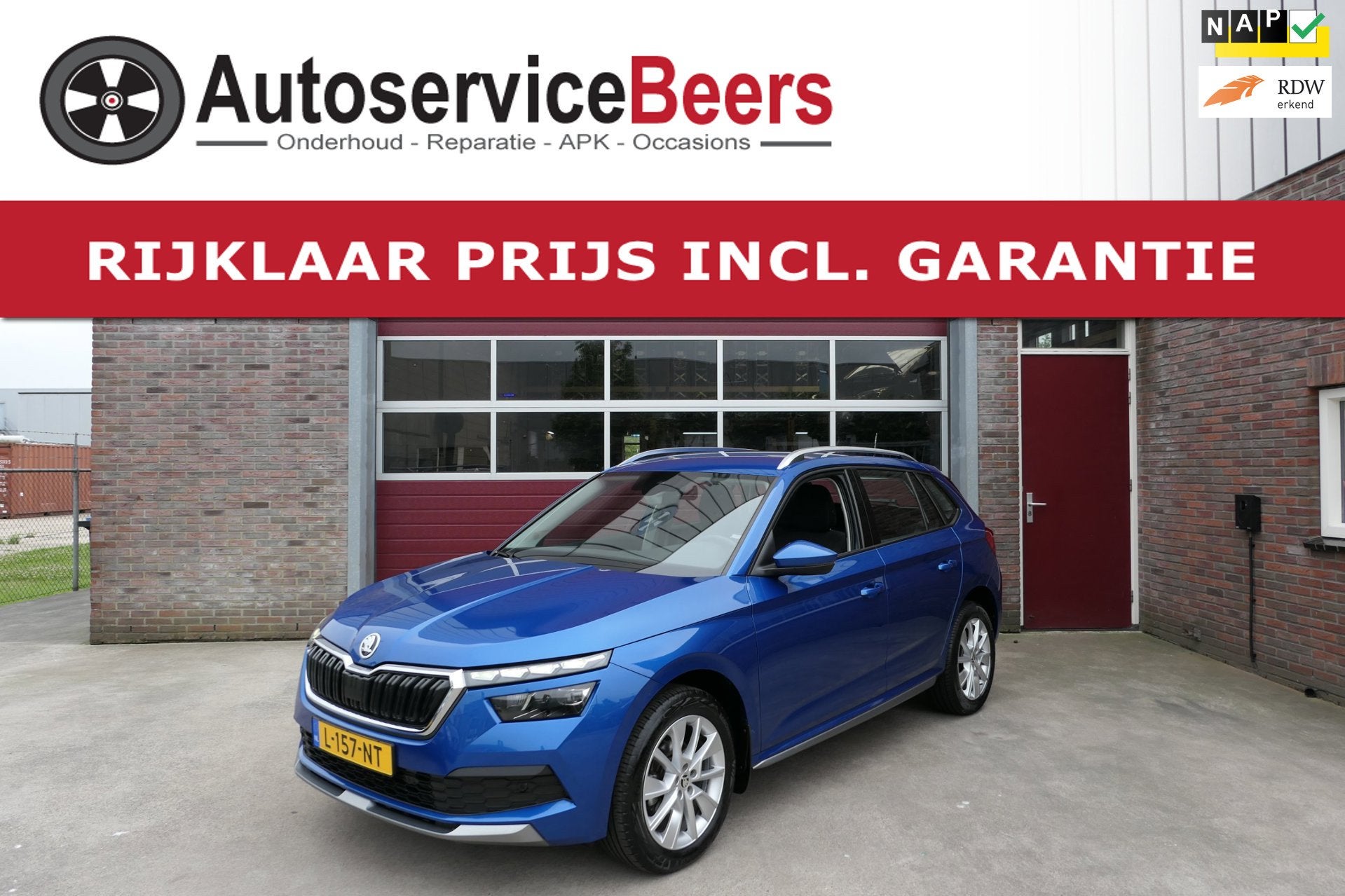 Skoda Kamiq 1.0 TSI Business Edition Automaat, trekhaak, PDC, Auto's, Stof, Gebruikt, Euro 6, Blauw