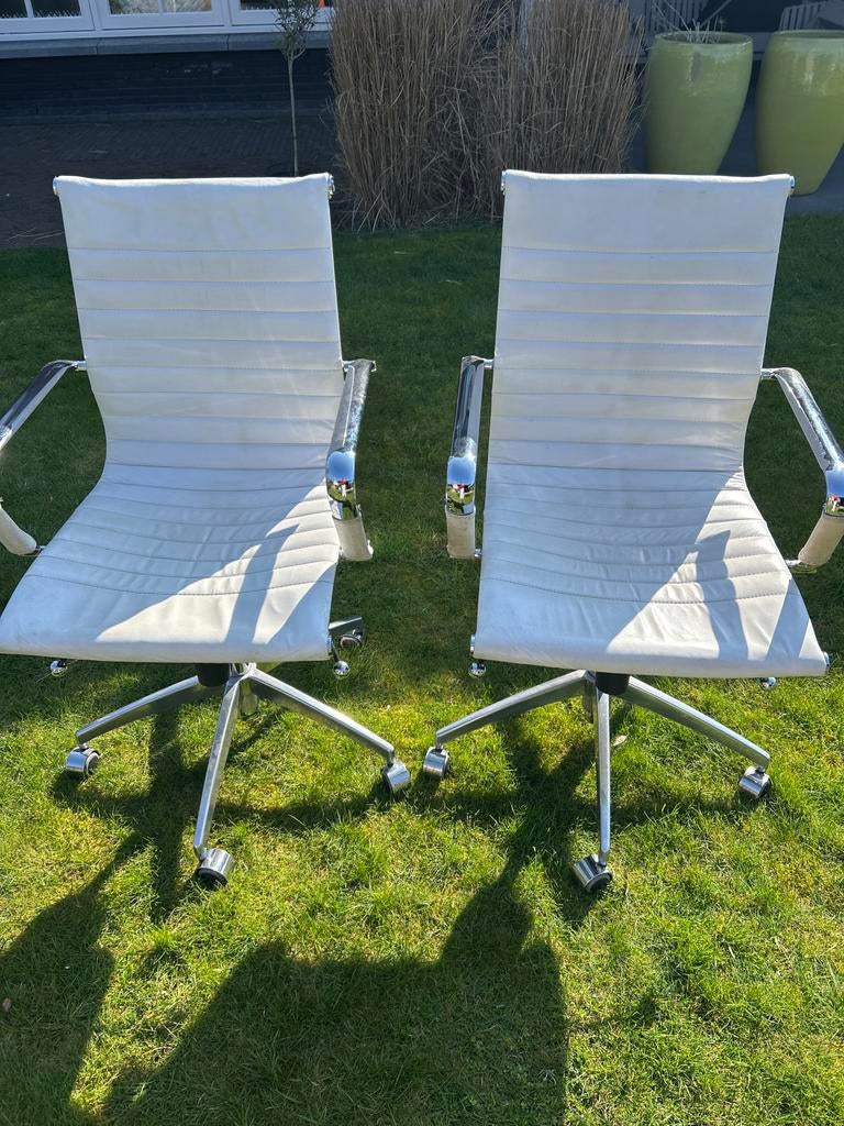 2 Witte bureaustoelen, geïnspireerd op Vitra aemes  model, Ophalen, Gebruikt, Wit, Bureaustoel