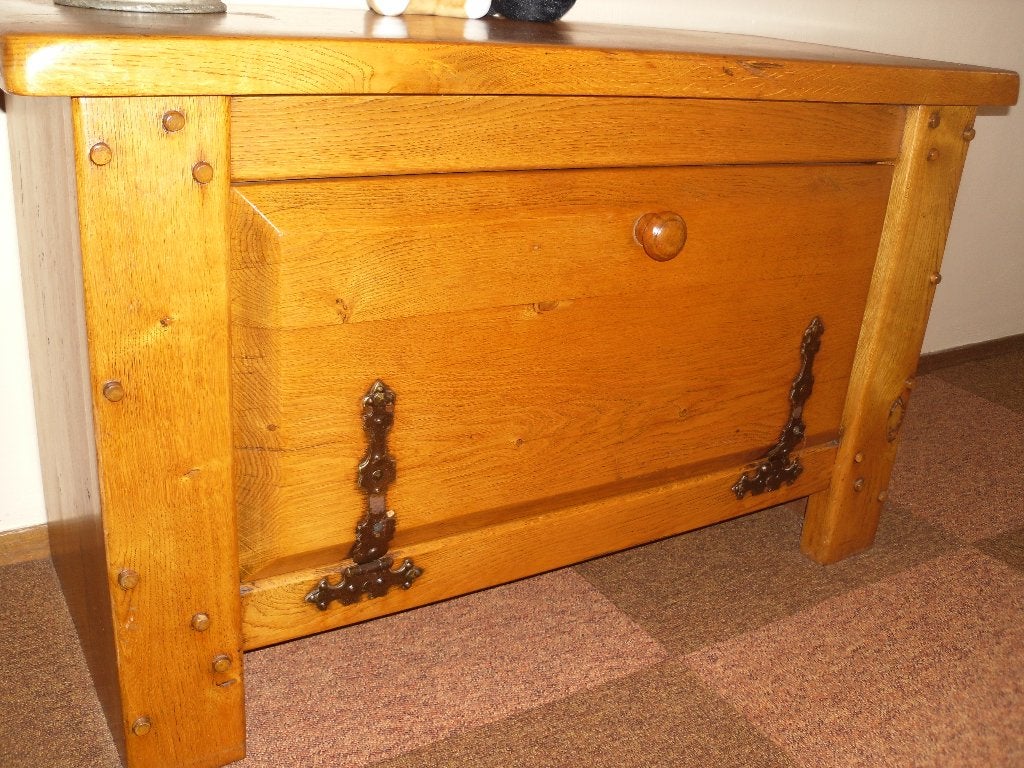 Eiken  TV klepkast 98 x 40 x 58 ., Ophalen, Minder dan 50 cm, 75 cm of meer, Eikenhout