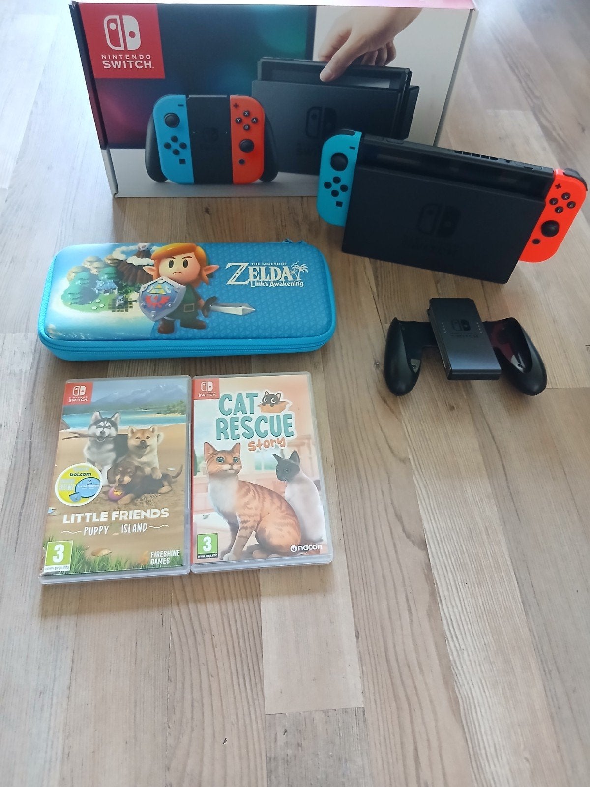 Nintendo Switch V1 + Doos + Games + Beschermhoes, Ophalen of Verzenden, Gebruikt, Met games, Switch Original