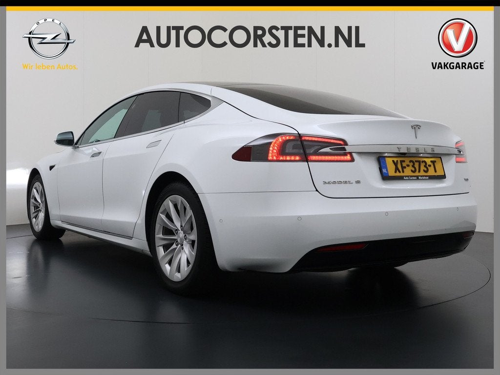 Tesla Model S 75D 476pk 4x4 1/2 Leer Panodak AutoPilot Enhan, Gebruikt, Zwart, Leder en Stof, Wit