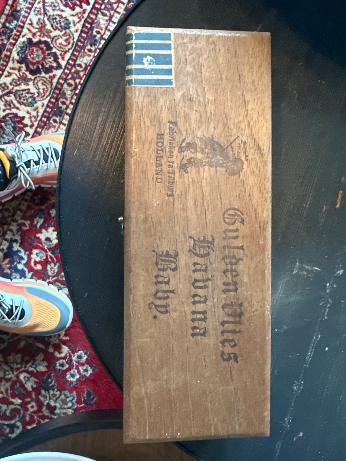 Vintage houten sigarenkistje Gulden Vlies Havana Baby, Verzamelen, Ophalen of Verzenden, Gebruikt, Tabaksdoos of Verpakking