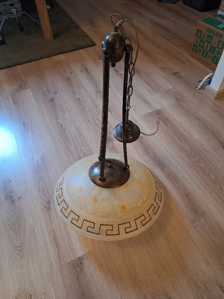 Vintage lampen met Grieks patroon, Huis en Inrichting, Ophalen, Gebruikt, Vintage, Klassiek, Retro, E27 (groot)