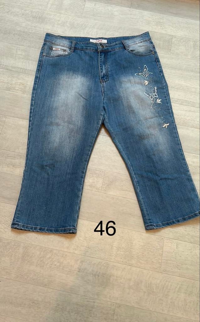 ADB Driekwart Jeans met Vlinderborduursel Maat 46, Kleding | Dames, Blauw, Maat 46/48 (XL) of groter, Ophalen of Verzenden, Driekwart