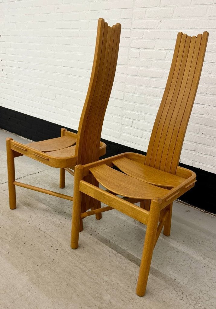 2 vintage Allmilmö designer stoelen, Huis en Inrichting, Stoelen, Gebruikt, Twee, Bruin, .