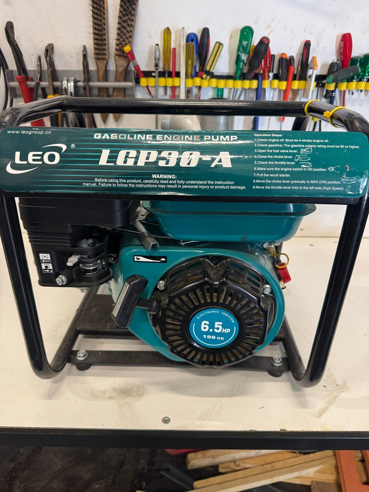 LEO LGP30-A Benzine Waterpomp - 6.5PK, 196cc, Ophalen, Nieuw