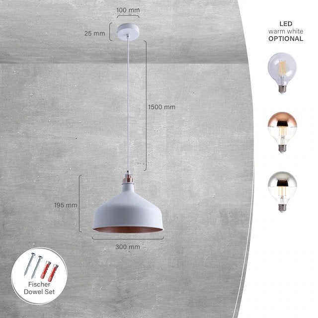 Moderne hanglamp wit/koper - Nieuw in doos, Ophalen of Verzenden, Nieuw, Metaal, Modern