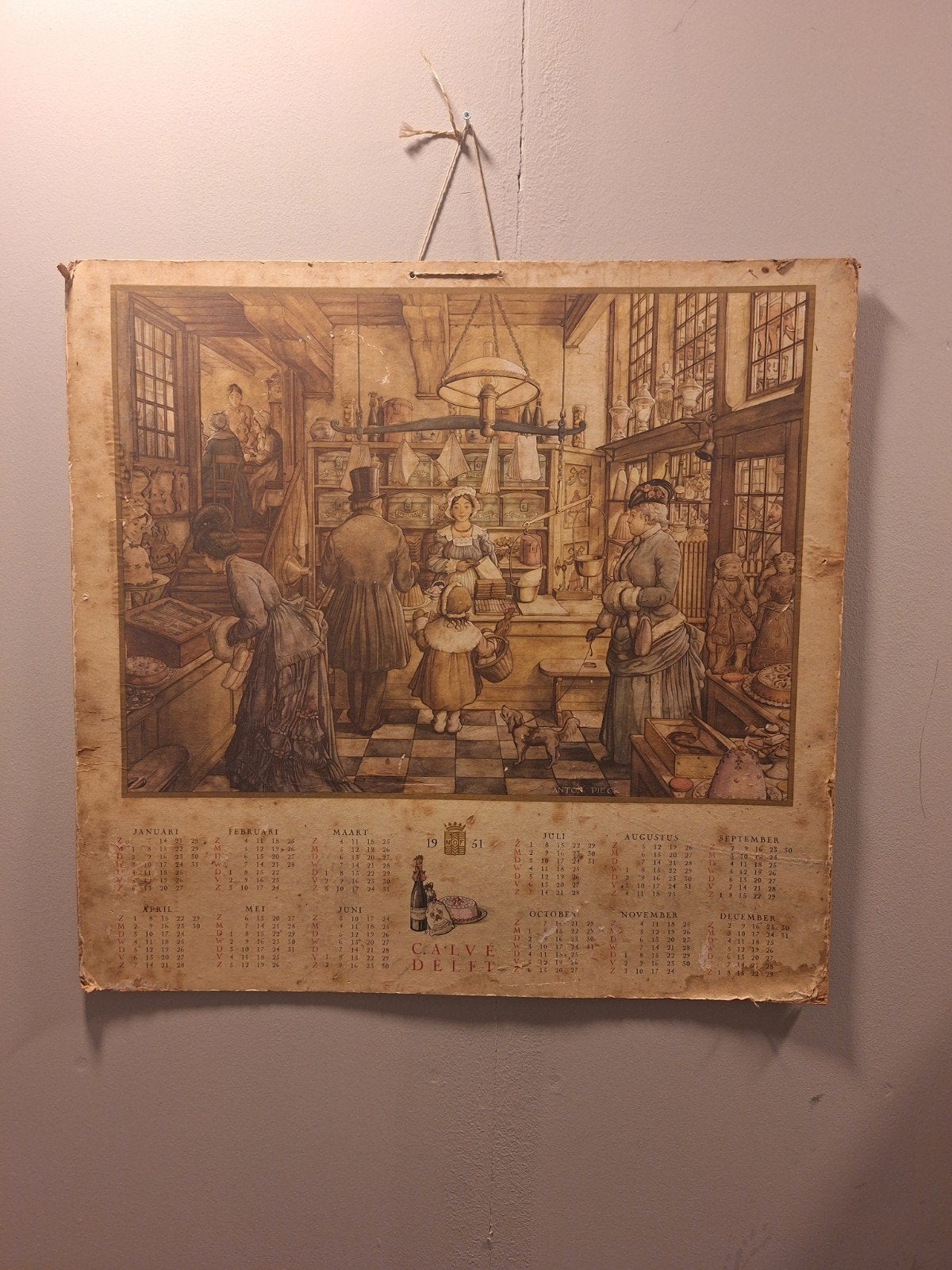 Originele Anton Pieck Calvé Bakkerij Jaarkalender 1951 - Com, Ophalen of Verzenden
