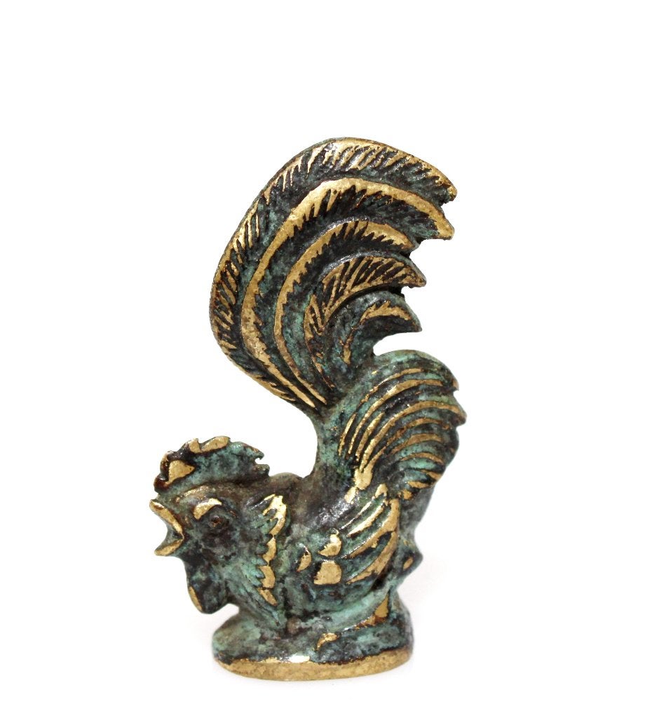 Schitterend Bronzen Beeldje Kraaiende Haan Frankrijk, Ophalen of Verzenden, Zo goed als nieuw, Dier