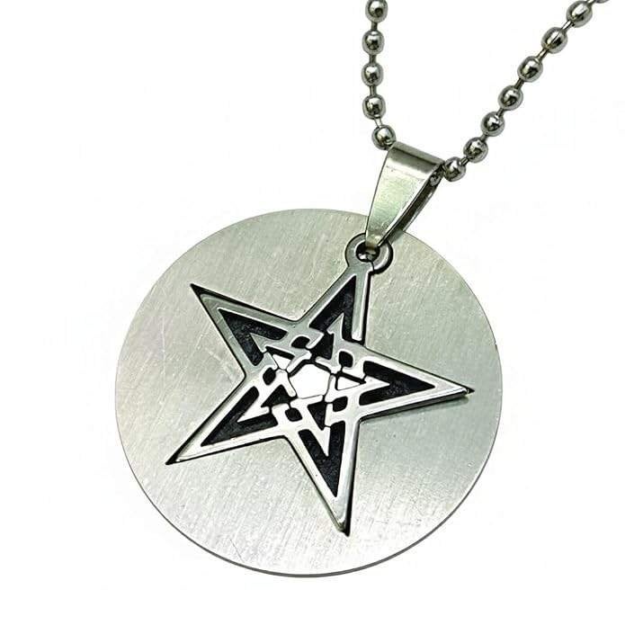 Leuk edelstalen kettinkje met dubbel Pentagram, Verzenden, Nieuw, Zilver, Overige materialen