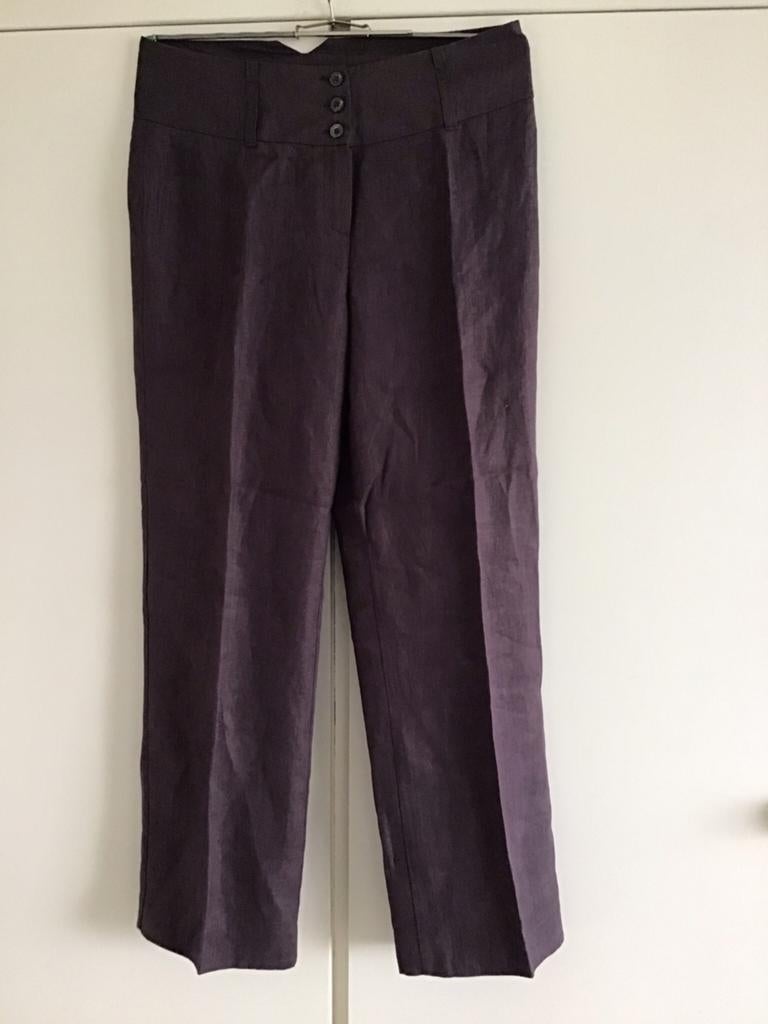 Linnen broek 38: auberginekleur, €14, prima staat., Ophalen of Verzenden, Zo goed als nieuw, Maat 38/40 (M), Lang