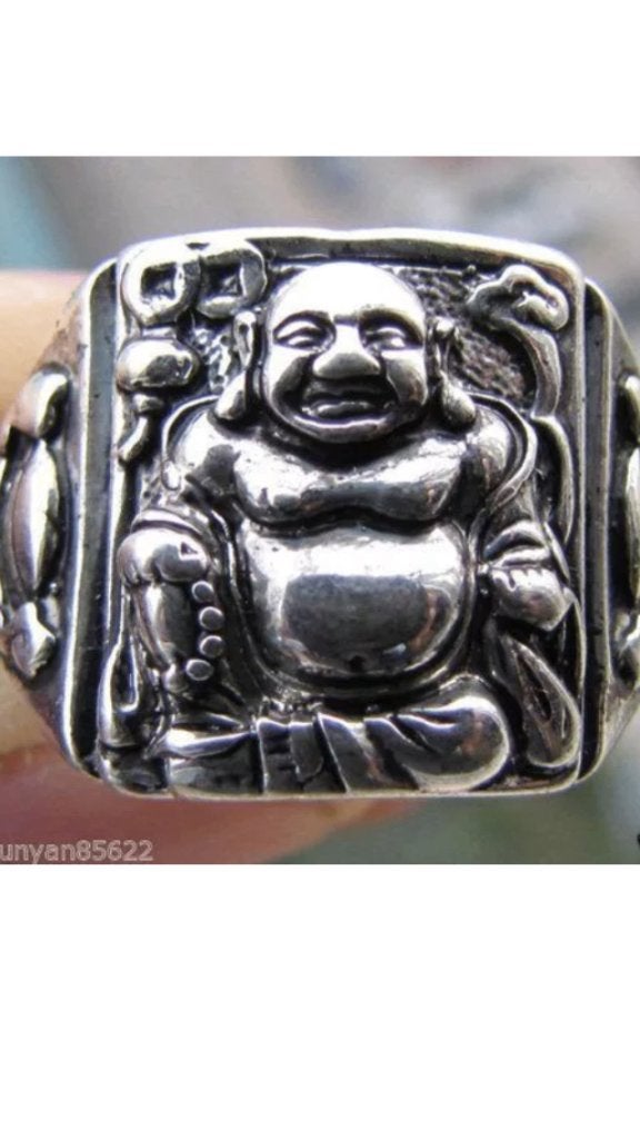 Ring Tibet zilver handgemaakt 'Buddha' maat 20 -NIEUW-, 20 of groter, Nieuw, Ophalen of Verzenden, Dame of Heer
