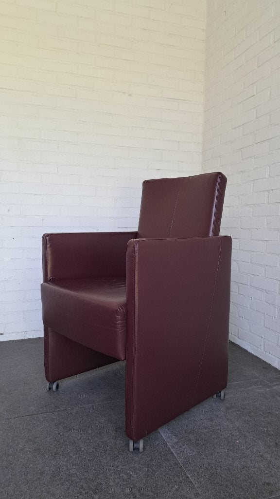 Design Burgundy dining/eetkamer stoelen, Huis en Inrichting, Ophalen, Twee, Overige kleuren, Leer
