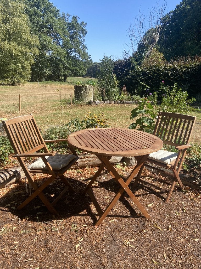 Tuinset / bistroset van acaciahout, Gebruikt, Bijzettafel, Tuinset, Hout