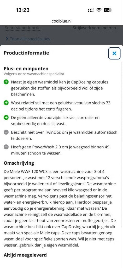 Foto 5 van Miele WWF 120 WCS Wasmachine - Zeer Goede Staat