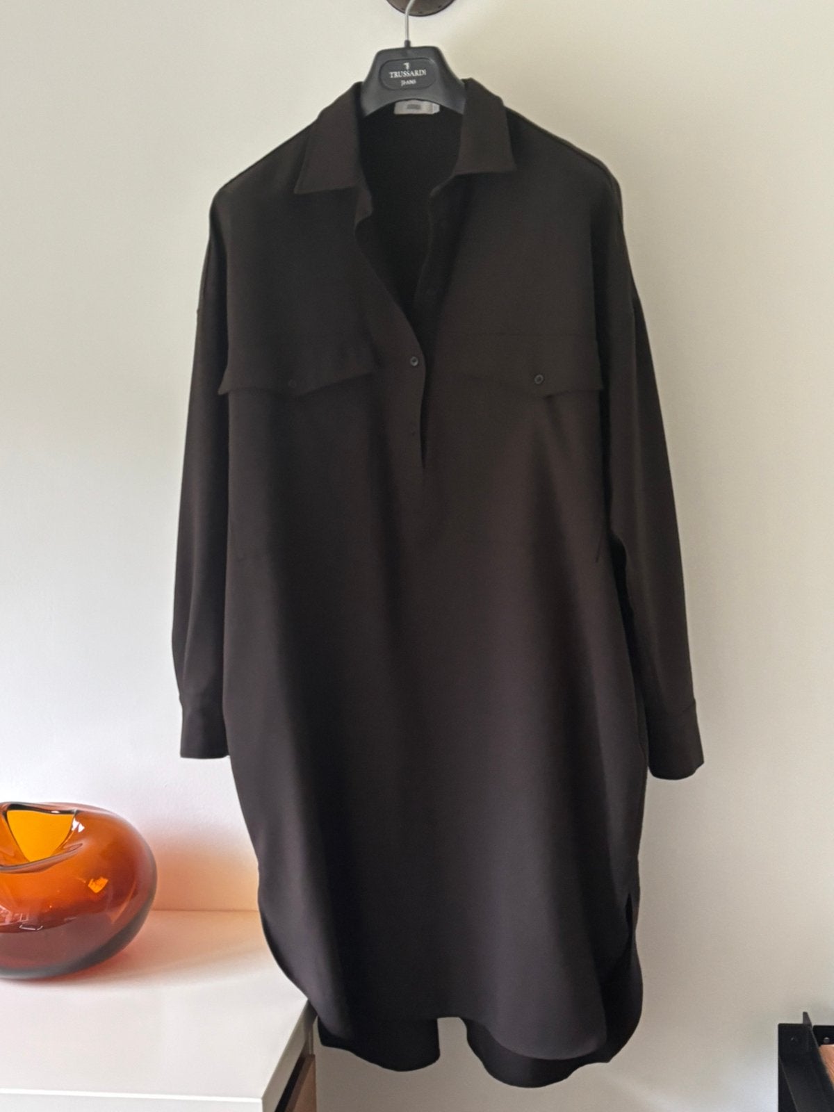 Closed donkerbruine jurk/tuniek wolmix maat L/XL, Bruin, Maat 42/44 (L), Ophalen of Verzenden, Zo goed als nieuw
