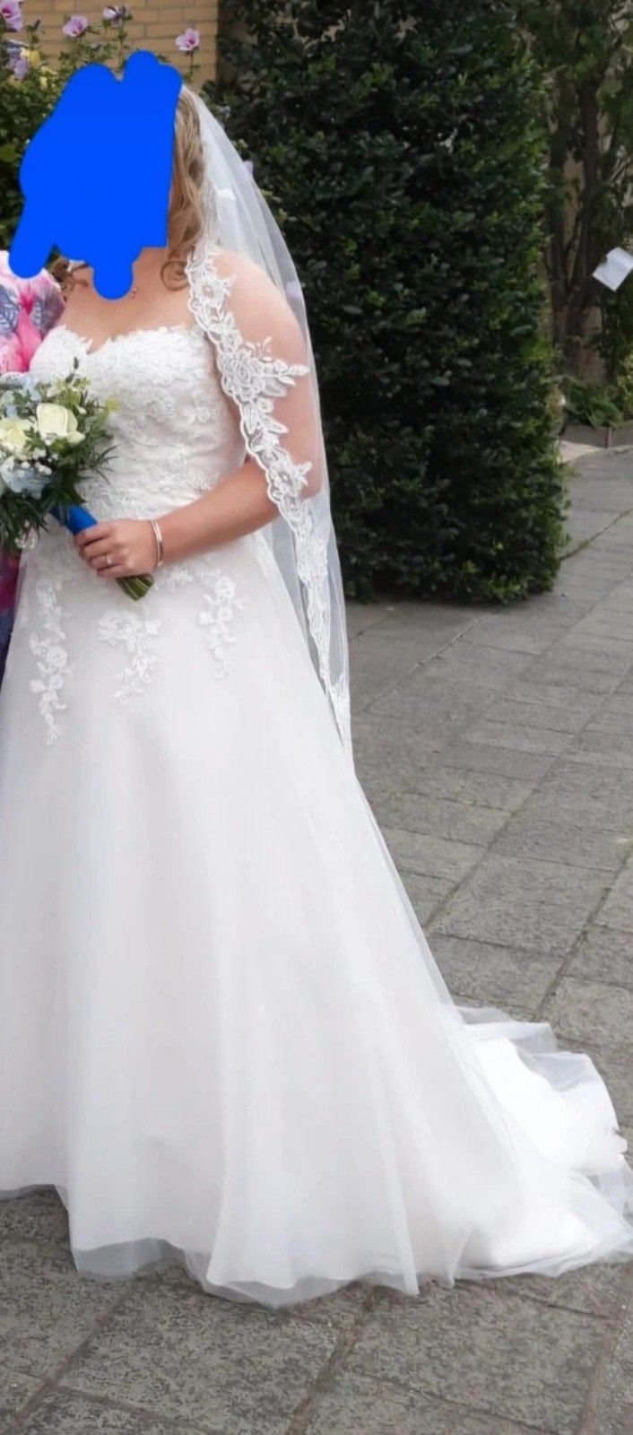Champagne Strapless Trouwjurk Maat L Inclusief Sluier, Ophalen of Verzenden, Zo goed als nieuw, Beige, Trouwjurk