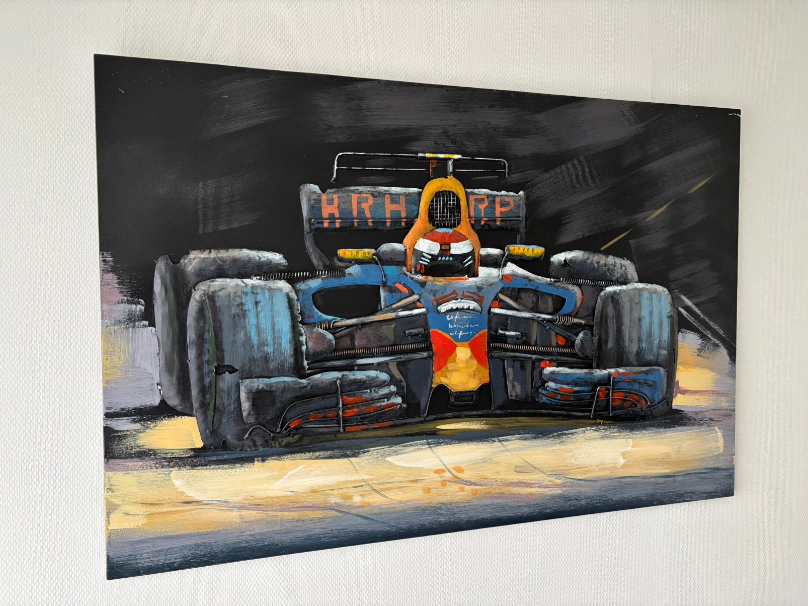 Formule 1 wagen Red Bull kleuren metalen wandplaat 120 x 80, Ophalen