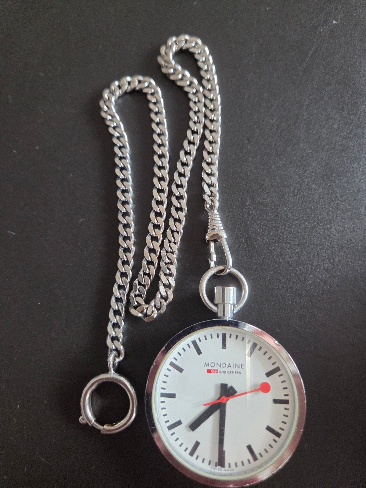 Origineel Zwitserse spoorwegen zakhorloge Mondaine, Overige merken, Zakhorloge, Staal, Ophalen of Verzenden