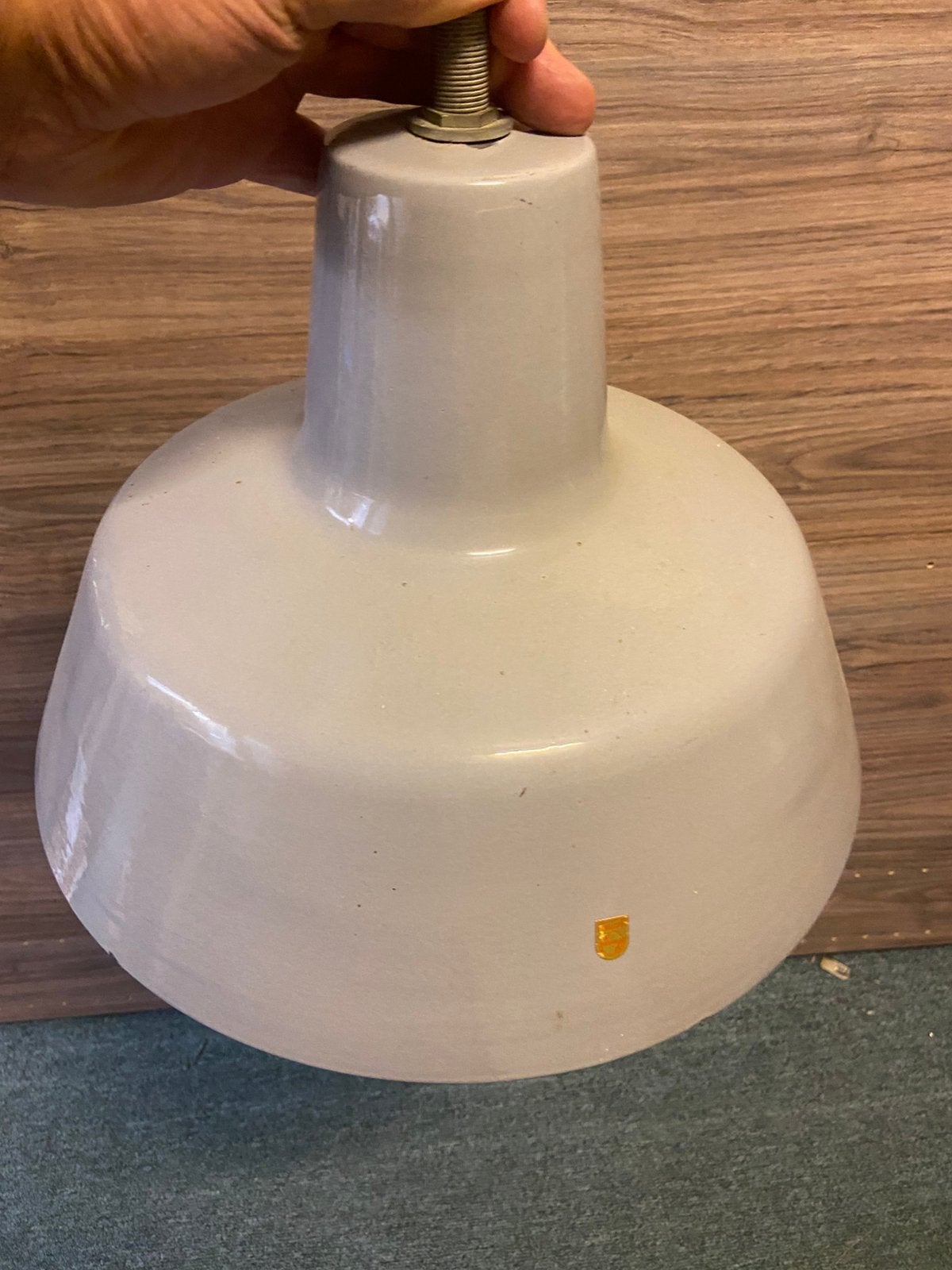 Vintage origineel Philips lamp van emaille, Ophalen of Verzenden, Zo goed als nieuw