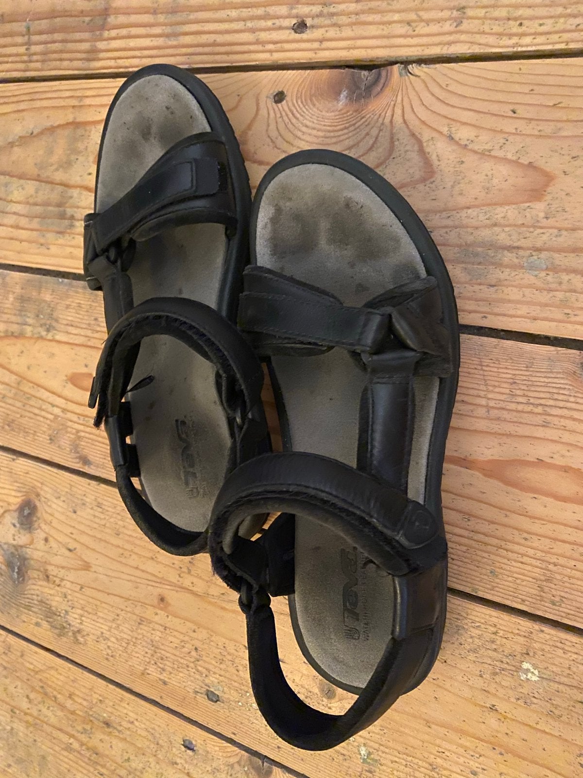 Teva lederen sandalen maat 39 zwart, Ophalen of Verzenden, Gedragen, Zwart, Sandalen of Muiltjes