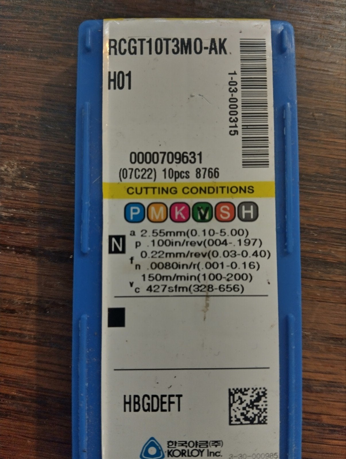 Korloy RCGT10T3M0-AK. H01 Draaiplaatjes (9 stuks), Ophalen of Verzenden, Nieuw, Snijgereedschap, Overige merken