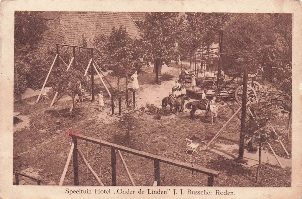 702-411-013 Roden Speeltuin Hotel Onder De Linden Busscher, Verzenden, Voor 1920, Drenthe