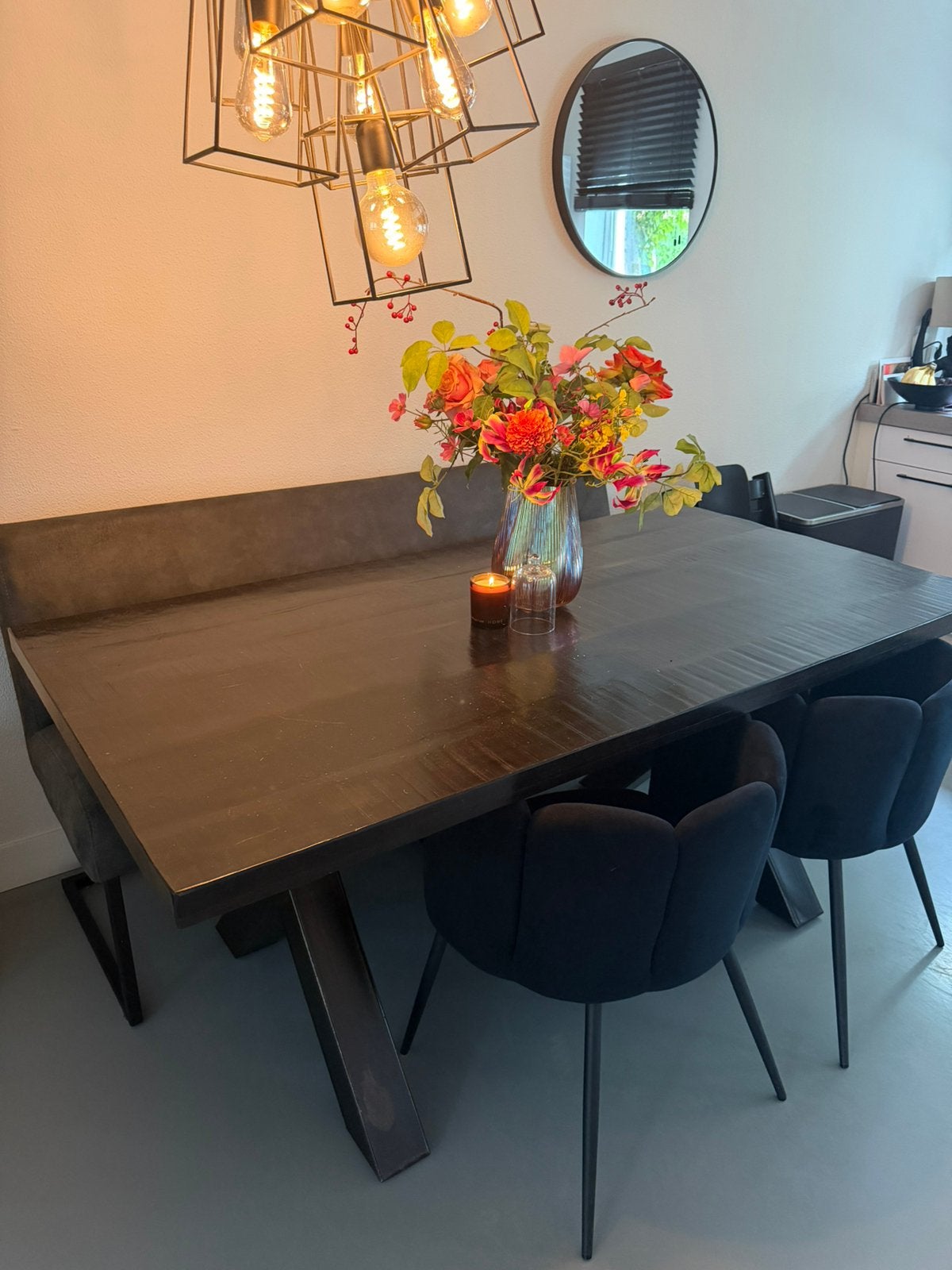 Eethoek + bank / stoelen, Ophalen, 50 tot 100 cm, Zo goed als nieuw, 150 tot 200 cm