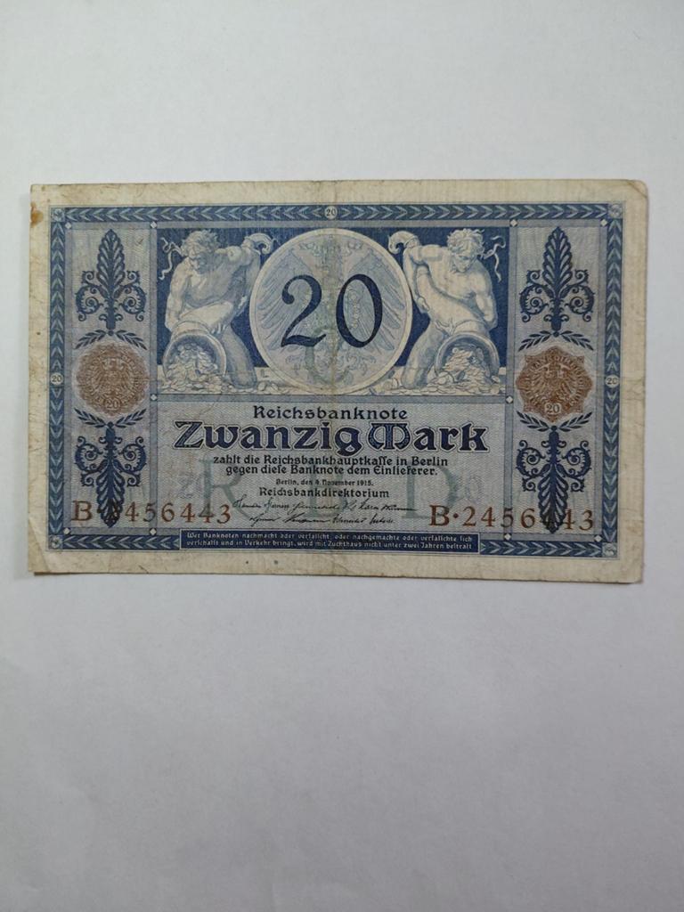 Duitse 20 mark ww1 1915, Ophalen of Verzenden, Duitsland