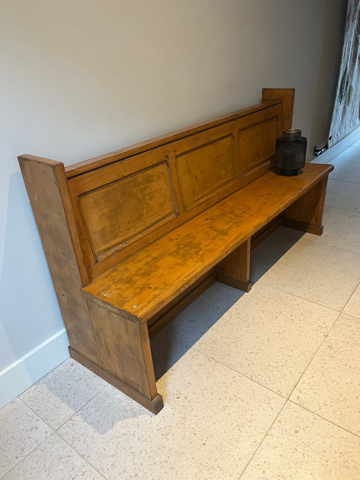 Massieve houten kerkbank / halbank - 170 cm breed, Ophalen