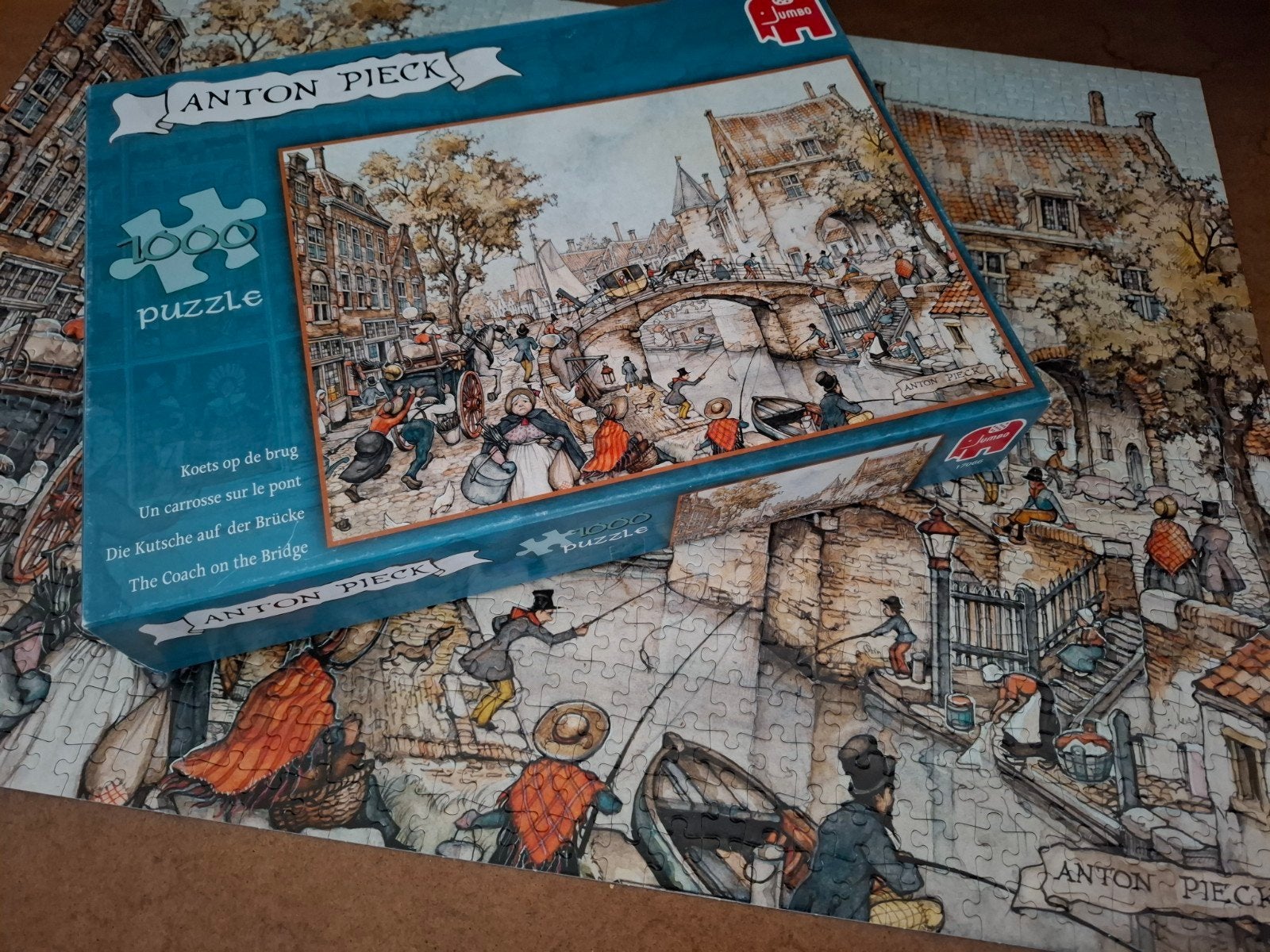Anton Pieck Legpuzzel - Koets op de brug (1000 stukjes), Ophalen of Verzenden, 500 t/m 1500 stukjes, Zo goed als nieuw, Legpuzzel