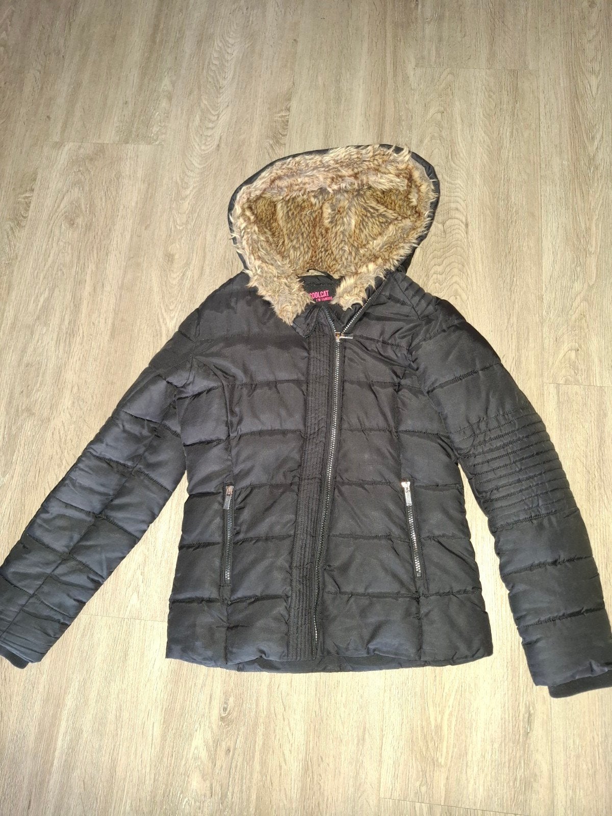 Warme Coolcat jas maat 170/176 met bontkraag, Gebruikt, Jongen of Meisje, Coolcat, Ophalen of Verzenden