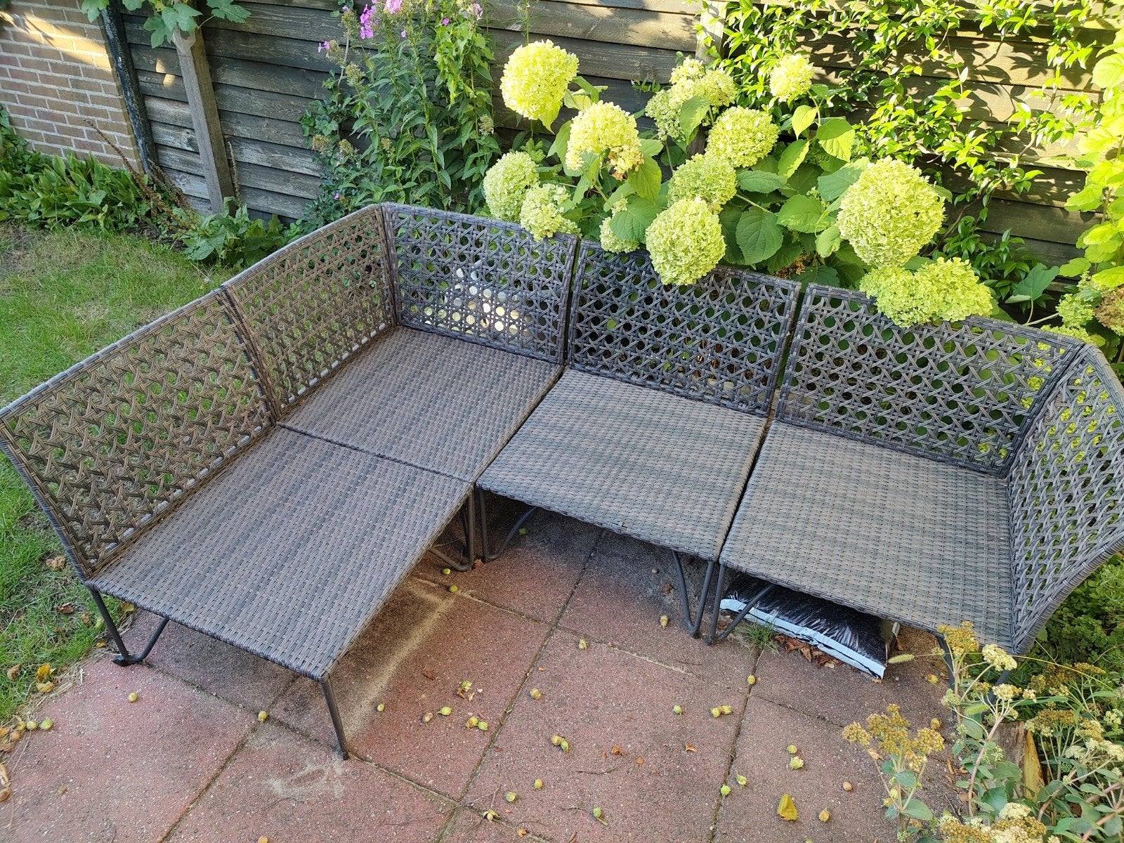 Ikea Wicker Loungeset met gratis kussens, Tuin en Terras, Ophalen, 4 zitplaatsen, Gebruikt, Loungeset