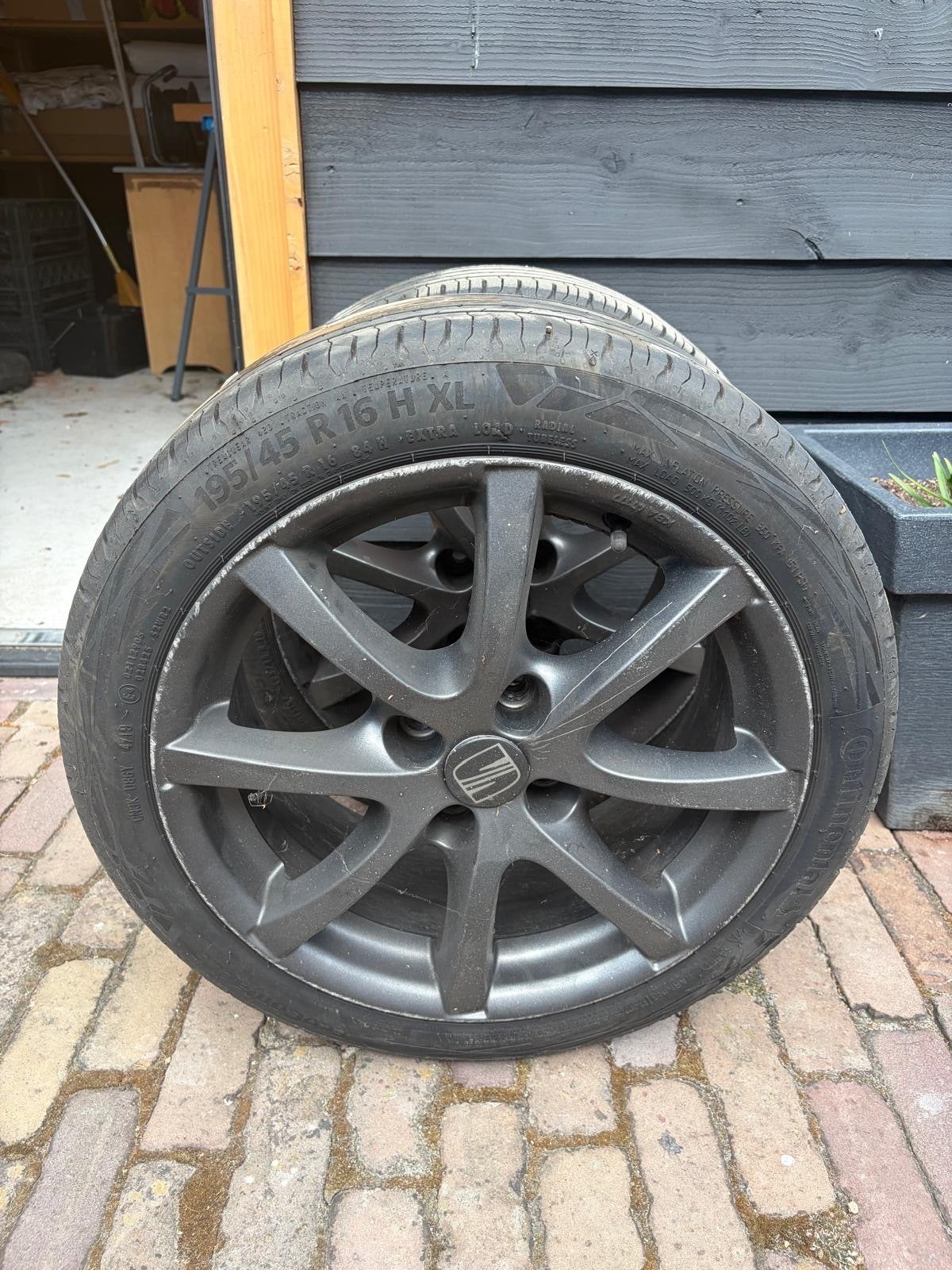 Continental zomerbanden op 16 inch velgen, Ophalen, Gebruikt, 16 inch, Banden en Velgen