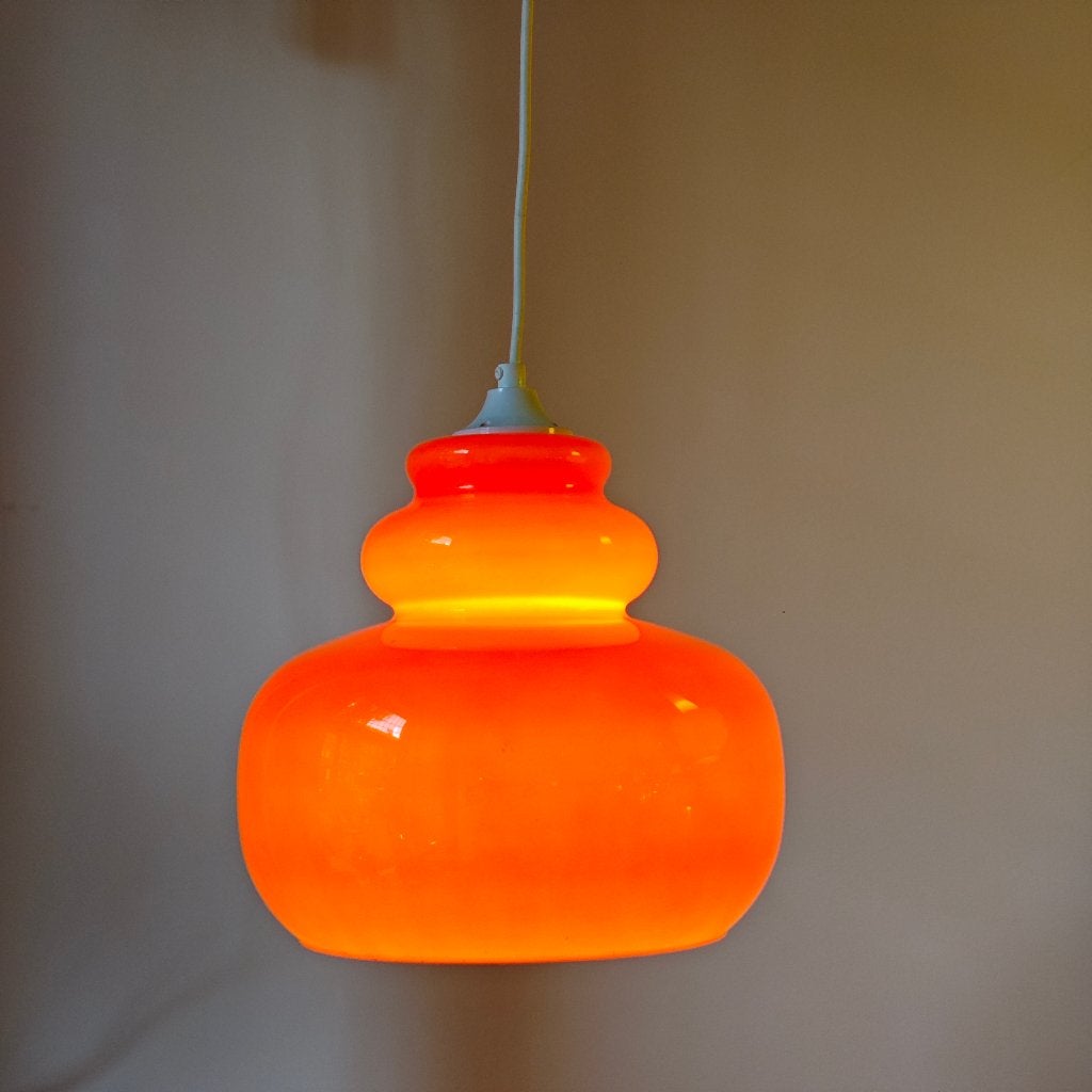 Vintage oranje glazen hanglamp, Onbekend, Onbekend, Onbekend, Vintage
