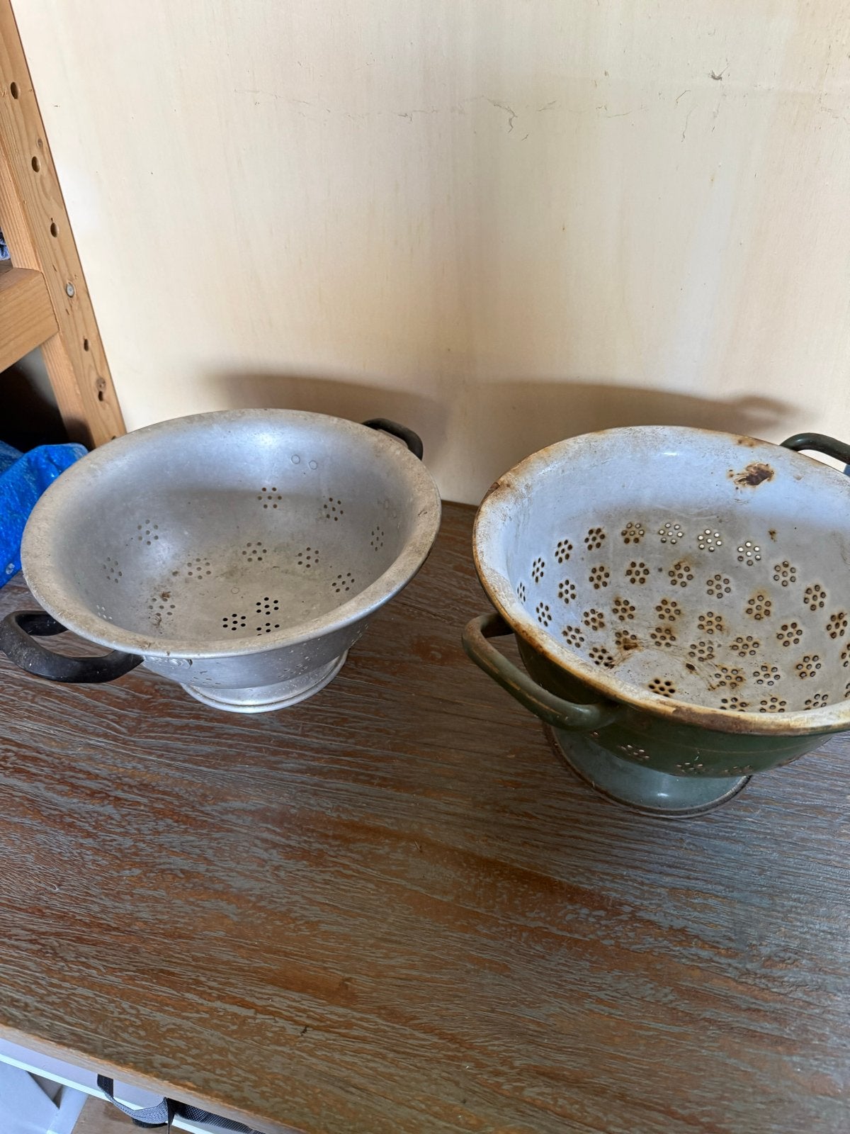 Vintage vergieten set - aluminium en geëmailleerd, Antiek en Kunst, Ophalen of Verzenden