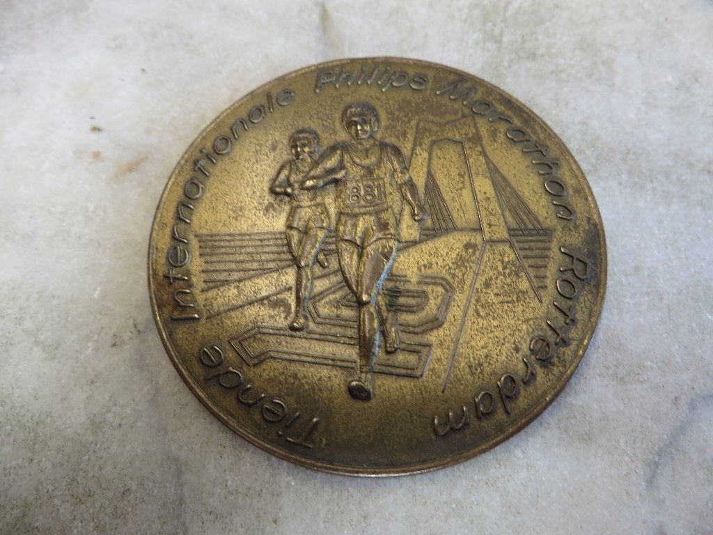 Penning brons, marathon wedstrijd Rotterdam, 22 4 1990, Postzegels en Munten, Penningen en Medailles, Ophalen of Verzenden, Brons