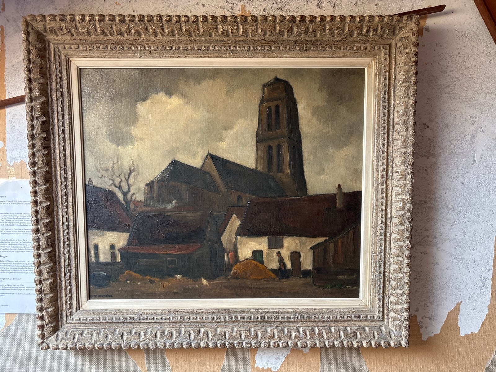Kees Heynsius - Stadsgezicht met kerk, Ophalen, Doek, Impressionistisch, Gesigneerd