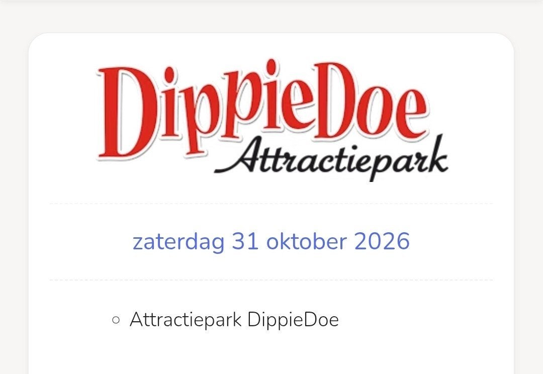 5x Dippiedoe entreekaart zaterdag 31 oktober 2026, Drie personen of meer, Oktober