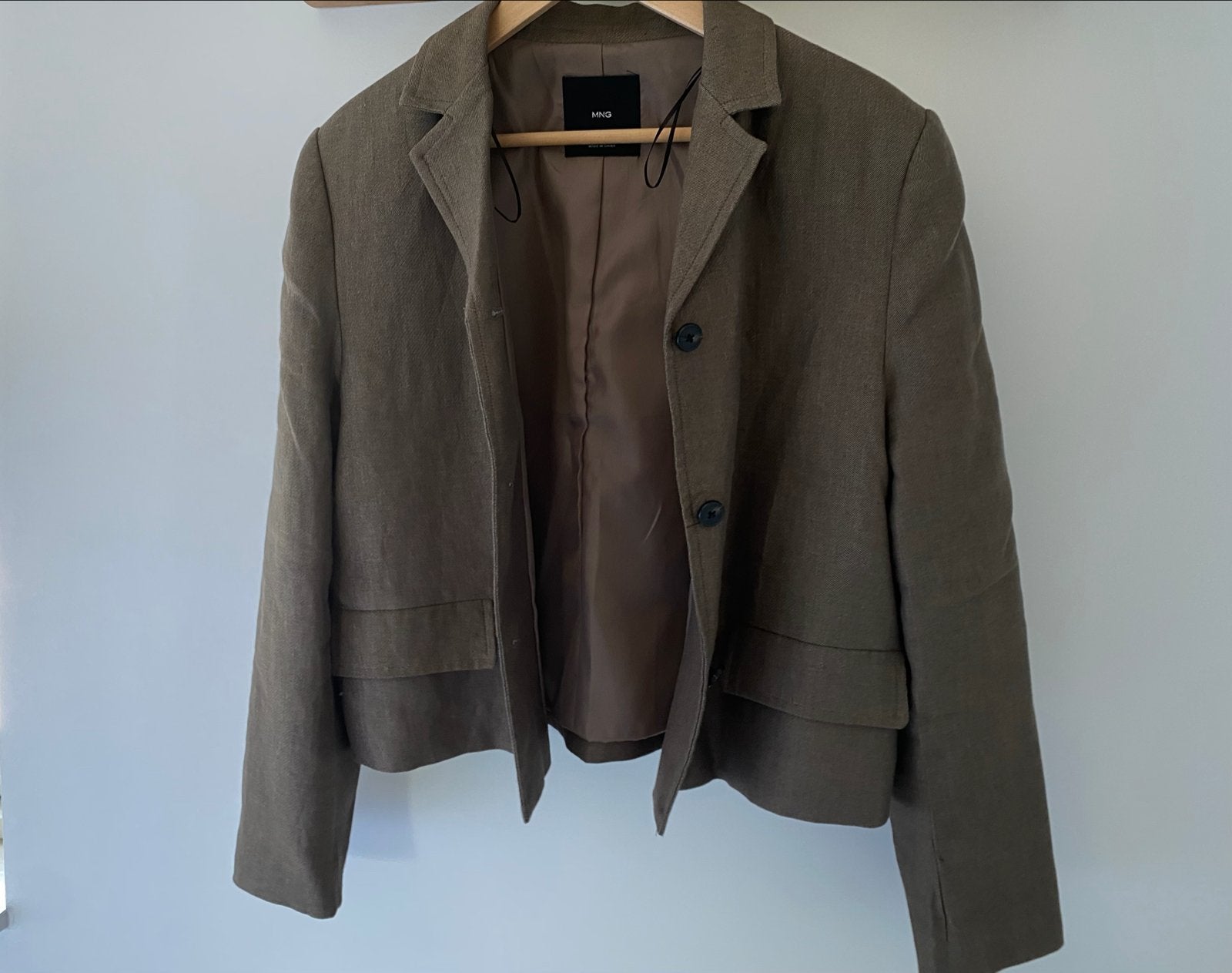 Mango BLAZER VAN EEN LINNENBLEND maat L, Bruin, Maat 42/44 (L), Ophalen of Verzenden, Zo goed als nieuw