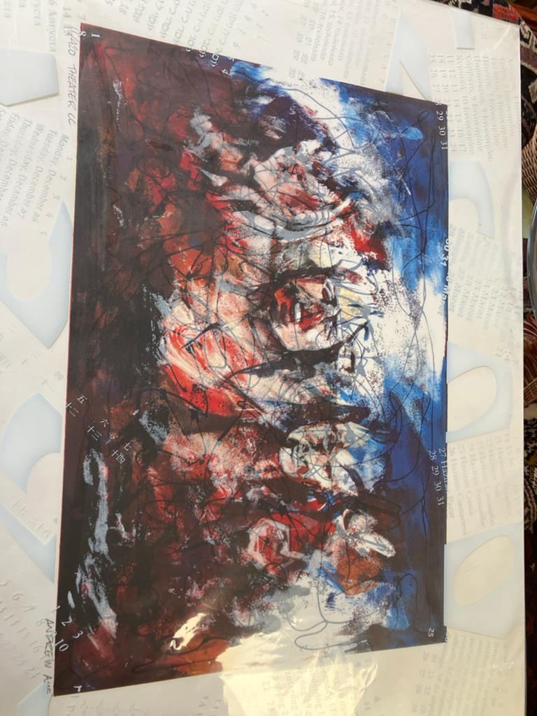Abstract werk van Andrew Aué (1963-2023) - TheatreArt, Ophalen