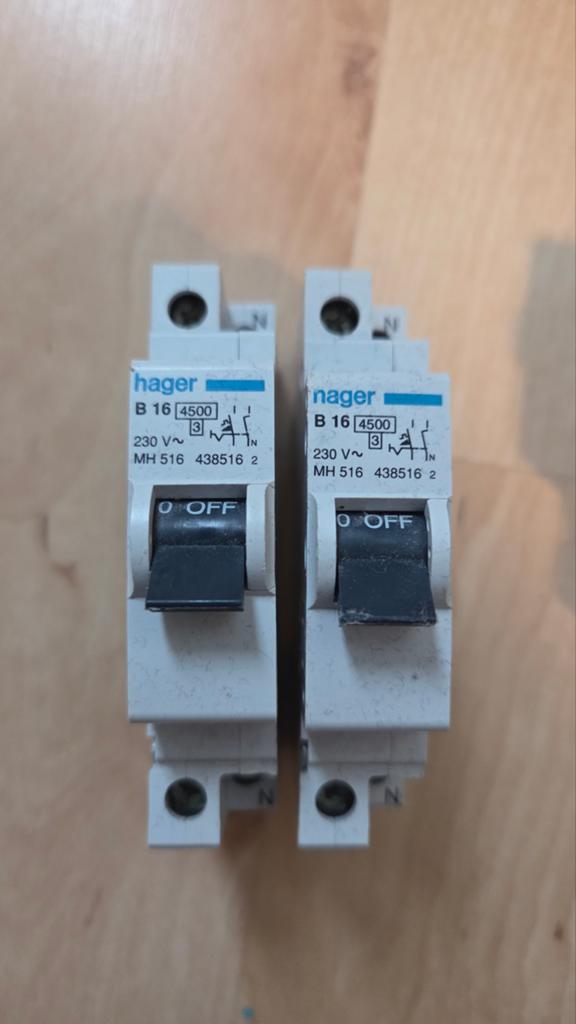 Hager B16 4500 MH 516 438516 installatieautomaat, Ophalen of Verzenden, Gebruikt