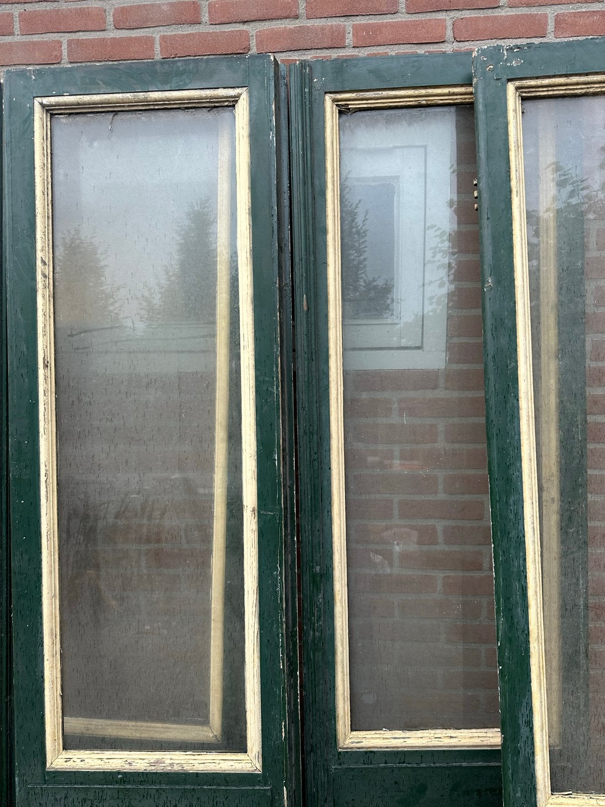 4 oude deuren donkergroen, Doe-het-zelf en Verbouw, Ophalen, Gebruikt, 80 tot 100 cm, Binnendeur