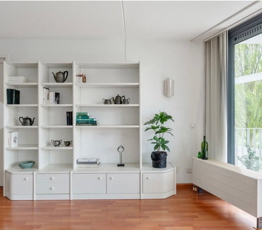Hülsta Hulsta wandkast boekenkast B260xH200xD50 lades deuren, Ophalen, Modern wit, Zo goed als nieuw, 200 cm of meer