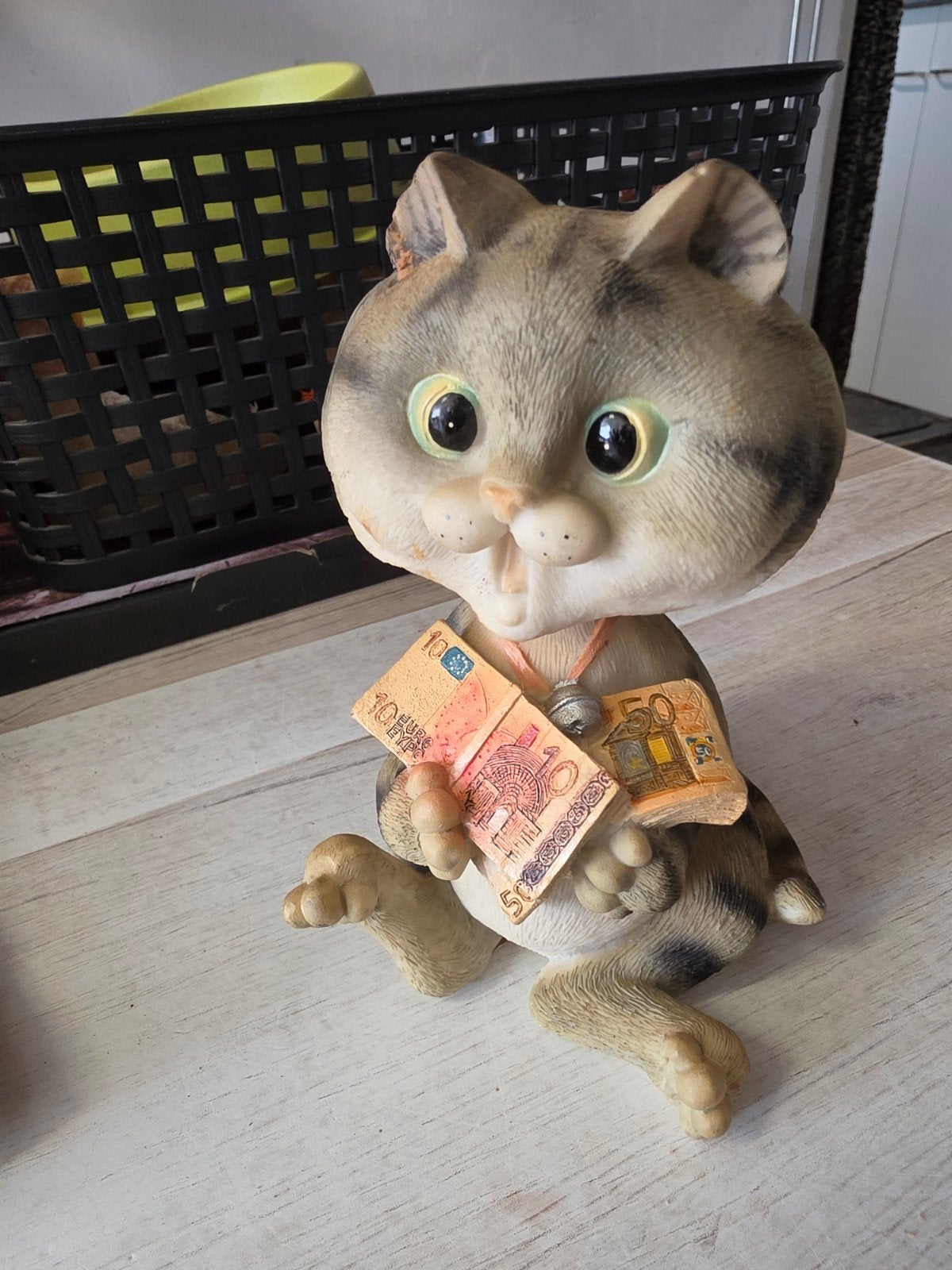 Leuke katten spaarpot met geld, Gebruikt, Meerkleurig, Overige stijlen, Ophalen of Verzenden
