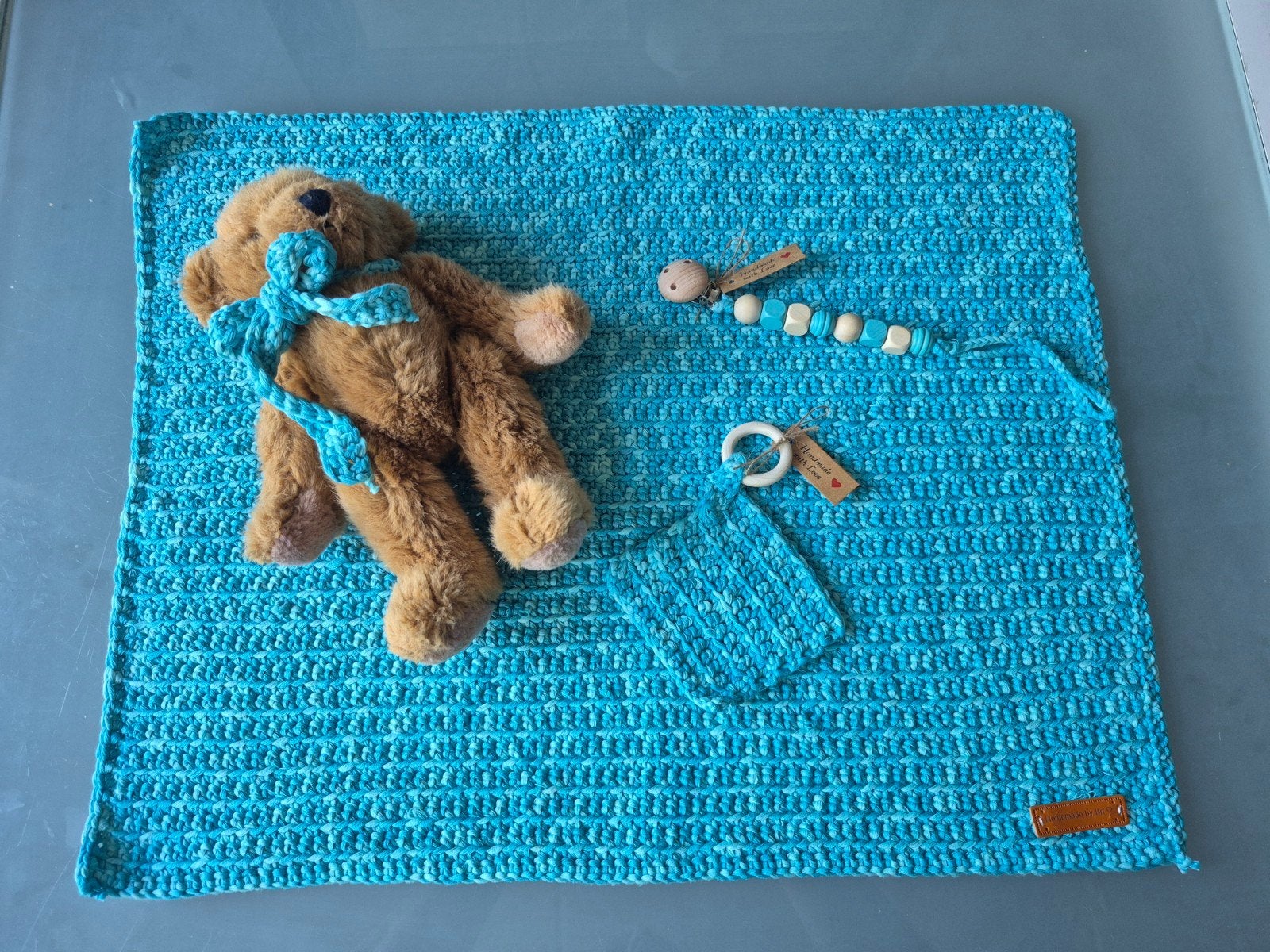 Handgehaakt babydekentje set blauw, Ademend, Nieuw, Blauw, Deken