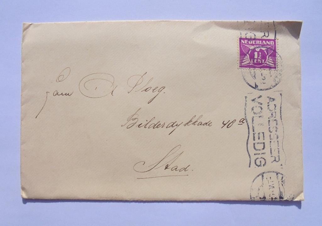 Oude brief met postzegel 1,5 cent Amsterdam naar Stad 1930, Ophalen of Verzenden, Brief