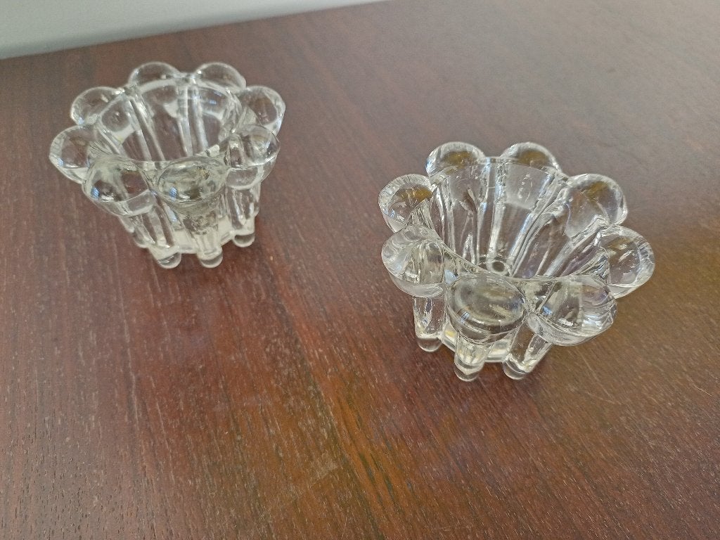 Twee leuke vintage glazen kandelaars. Zo goed als nieuw, Ophalen, Zo goed als nieuw, Glas, Kandelaar