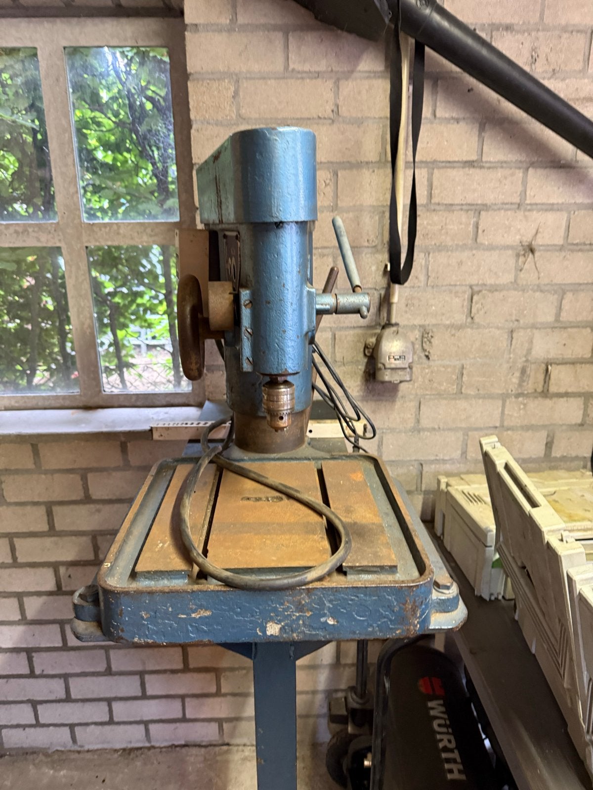 Vintage PRECIS Kolomboormachine Vloermodel – Zware Kwaliteit, Doe-het-zelf en Verbouw, Ophalen, Gebruikt, 600 watt of meer, Kolomboormachine