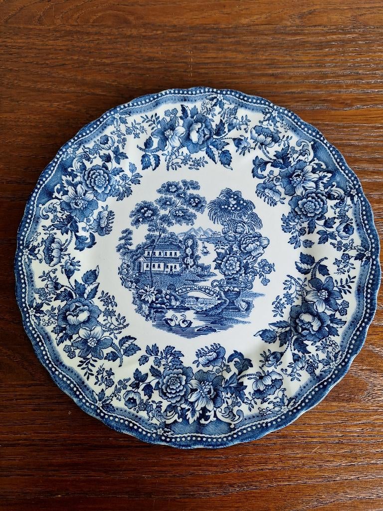 plat bord blauw Tonquin by Myott Staffordshire 25 cm, Ophalen of Verzenden